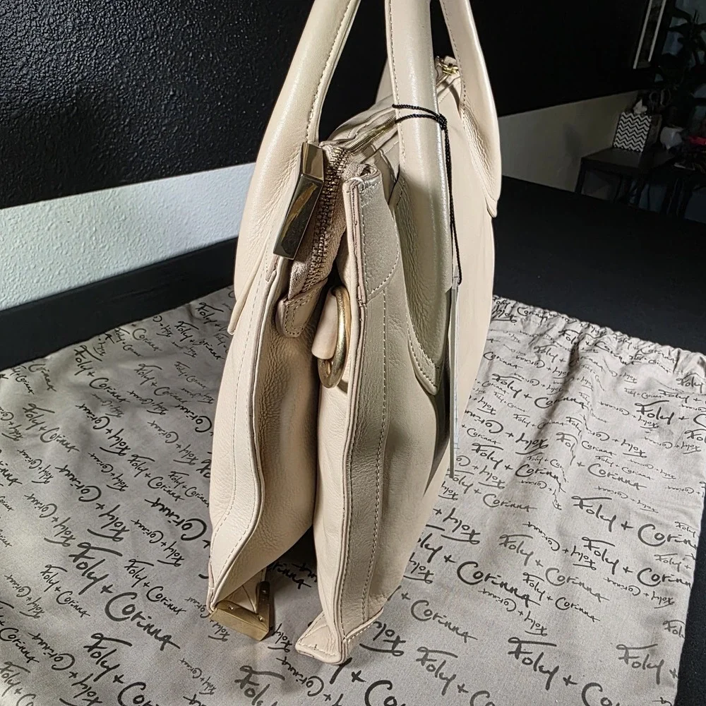 NWT Foley + Corinna FC Framed Satchel Bag / Purse Vanilla Cream Color. Plus Bag